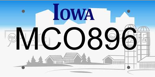 MCO896 Iowa License Plate