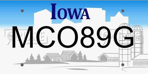 MCO89G Iowa License Plate