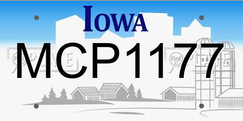 MCP1177 Iowa License Plate