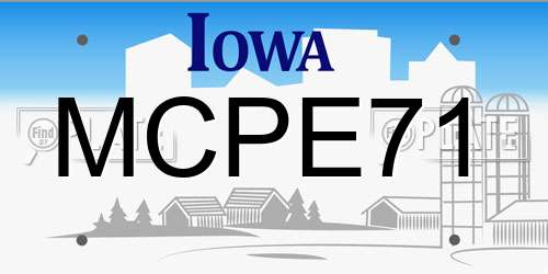 MCPE71 Iowa License Plate
