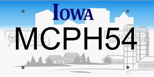 MCPH54 Iowa License Plate
