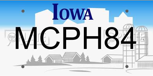 MCPH84 Iowa License Plate