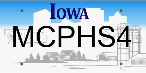 MCPHS4 Iowa License Plate
