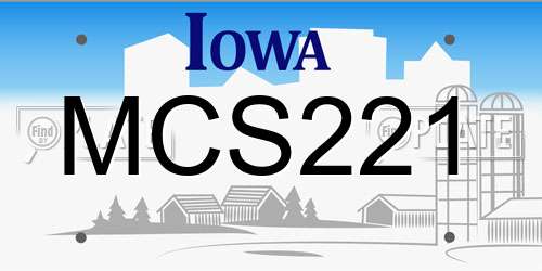 MCS221 Iowa License Plate
