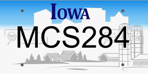 MCS284 Iowa License Plate