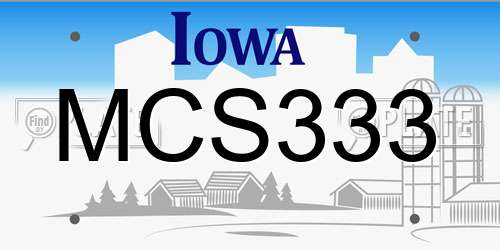 MCS333 Iowa License Plate