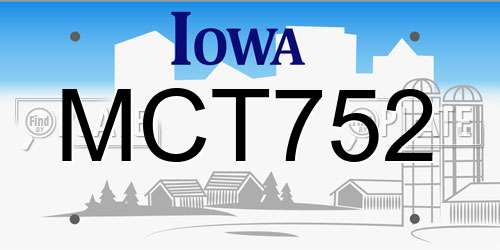 MCT752 Iowa License Plate