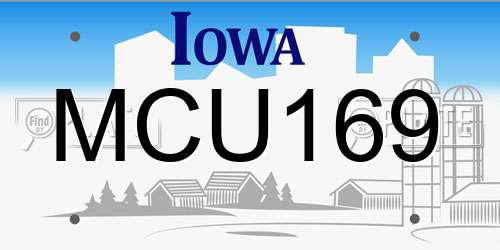 MCU169 Iowa License Plate