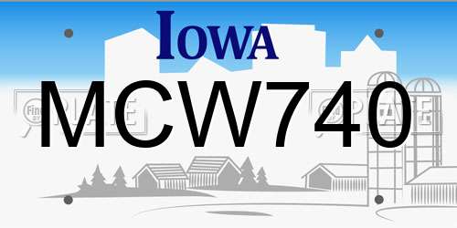 MCW740 Iowa License Plate