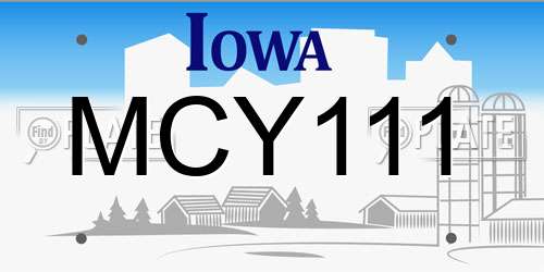 MCY111 Iowa License Plate