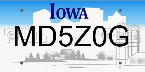 MD5Z0G Iowa License Plate