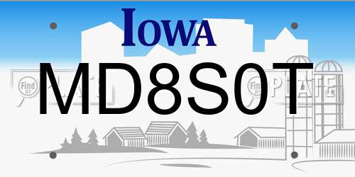 MD8S0T Iowa License Plate