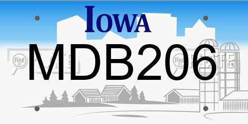 MDB206 Iowa License Plate