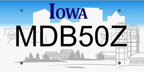 MDB50Z Iowa License Plate