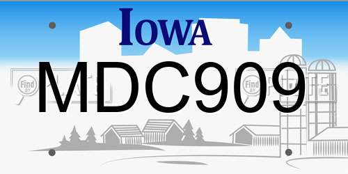 MDC909 Iowa License Plate