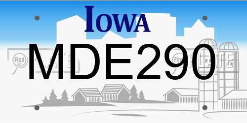 MDE290 Iowa License Plate