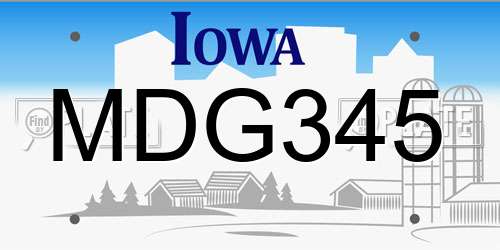 MDG345 Iowa License Plate