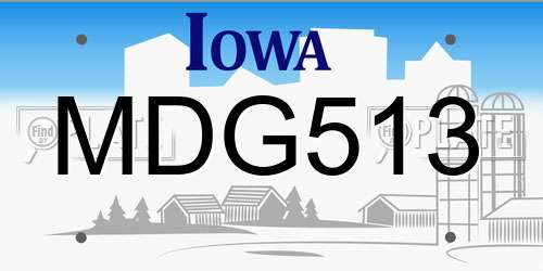 MDG513 Iowa License Plate