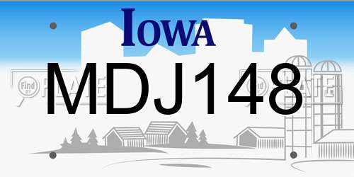 MDJ148 Iowa License Plate