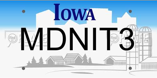 MDNIT3 Iowa License Plate