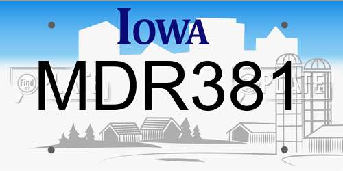 MDR381 Iowa License Plate