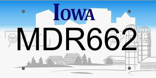 MDR662 Iowa License Plate