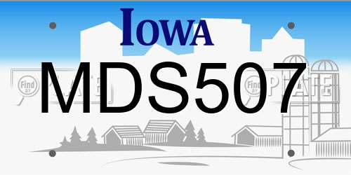 MDS507 Iowa License Plate