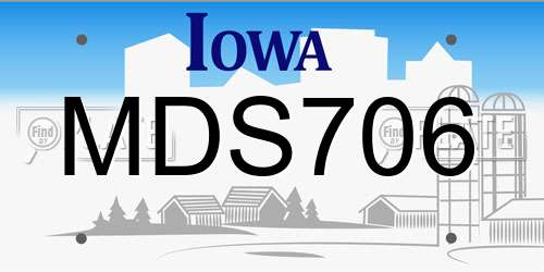 MDS706 Iowa License Plate
