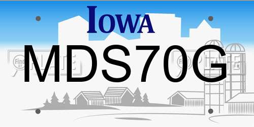 MDS70G Iowa License Plate