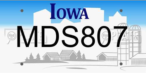 MDS807 Iowa License Plate