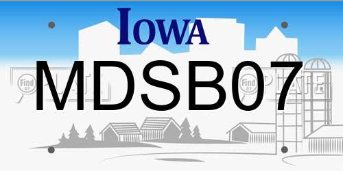 MDSB07 Iowa License Plate