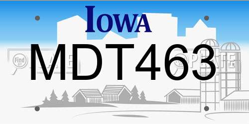MDT463 Iowa License Plate