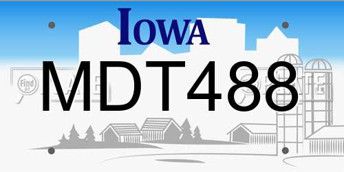 MDT488 Iowa License Plate