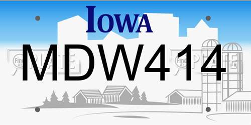 MDW414 Iowa License Plate