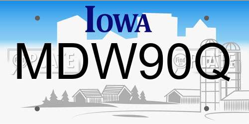 MDW90Q Iowa License Plate