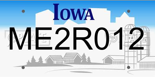 ME2R012 Iowa License Plate