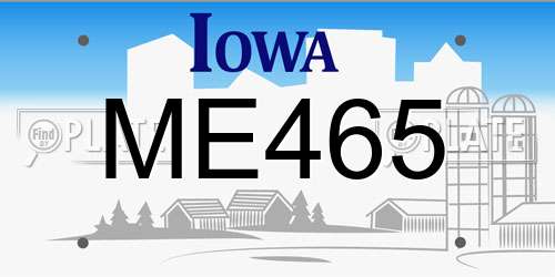 ME465 Iowa License Plate