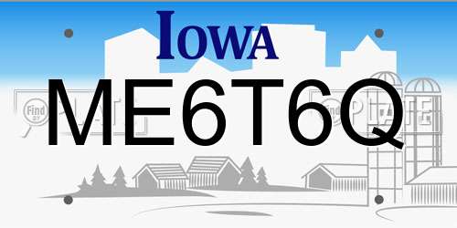 ME6T6Q Iowa License Plate