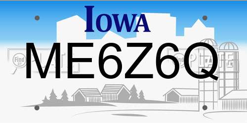 ME6Z6Q Iowa License Plate