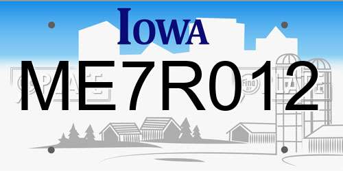 ME7R012 Iowa License Plate