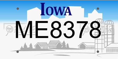 ME8378 Iowa License Plate