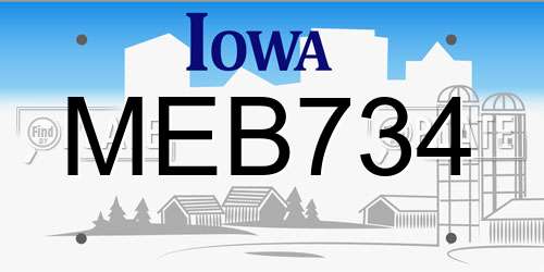 MEB734 Iowa License Plate