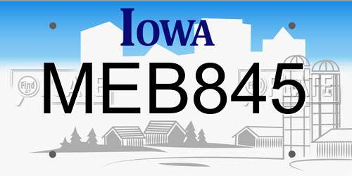 MEB845 Iowa License Plate