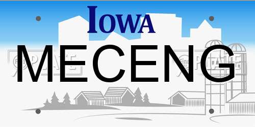 MECENG Iowa License Plate