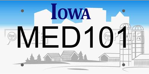 MED101 Iowa License Plate