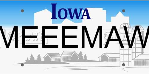 MEEEMAW Iowa License Plate