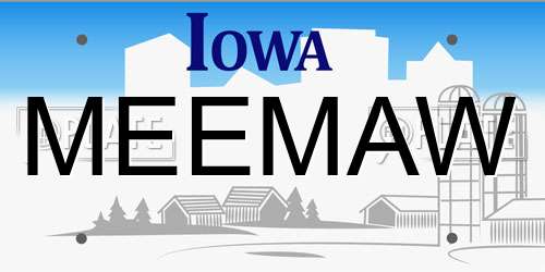 MEEMAW Iowa License Plate