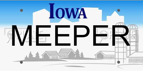 MEEPER Iowa License Plate