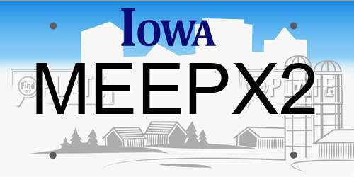 MEEPX2 Iowa License Plate
