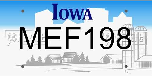 MEF198 Iowa License Plate
